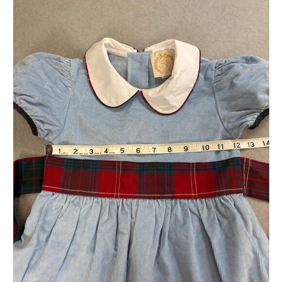 Beaufort Bonnet Company Cindy Lou Sash dress Barrington blue sz 6 plaid holiday - Picture 6 of 10